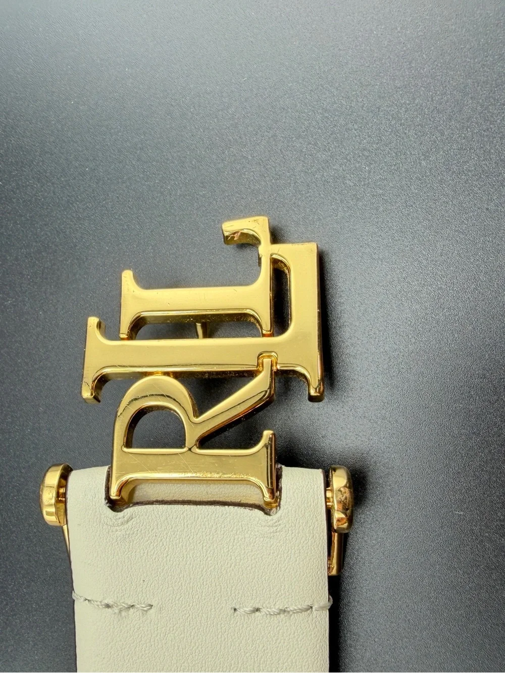 Lauren Ralph Lauren Belt Women Small Cream Gold LRL Logo Leather Wide